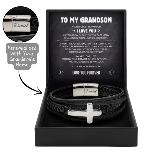 "To My Grandson" Engraved Bracelet