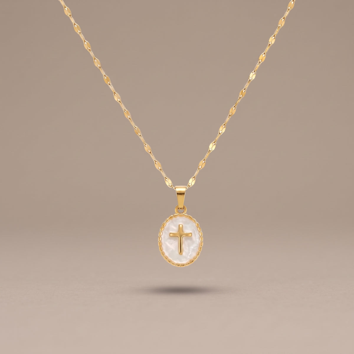 Pastel Oval Cross Necklace