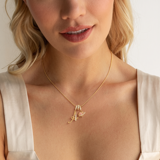 Heart Birthstone Necklace with Initial