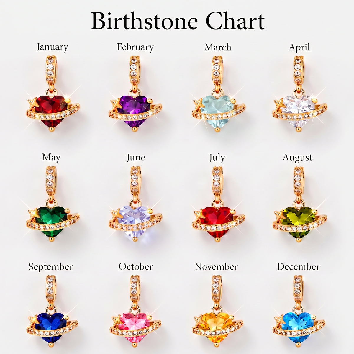 Heart Birthstone Necklace with Initial