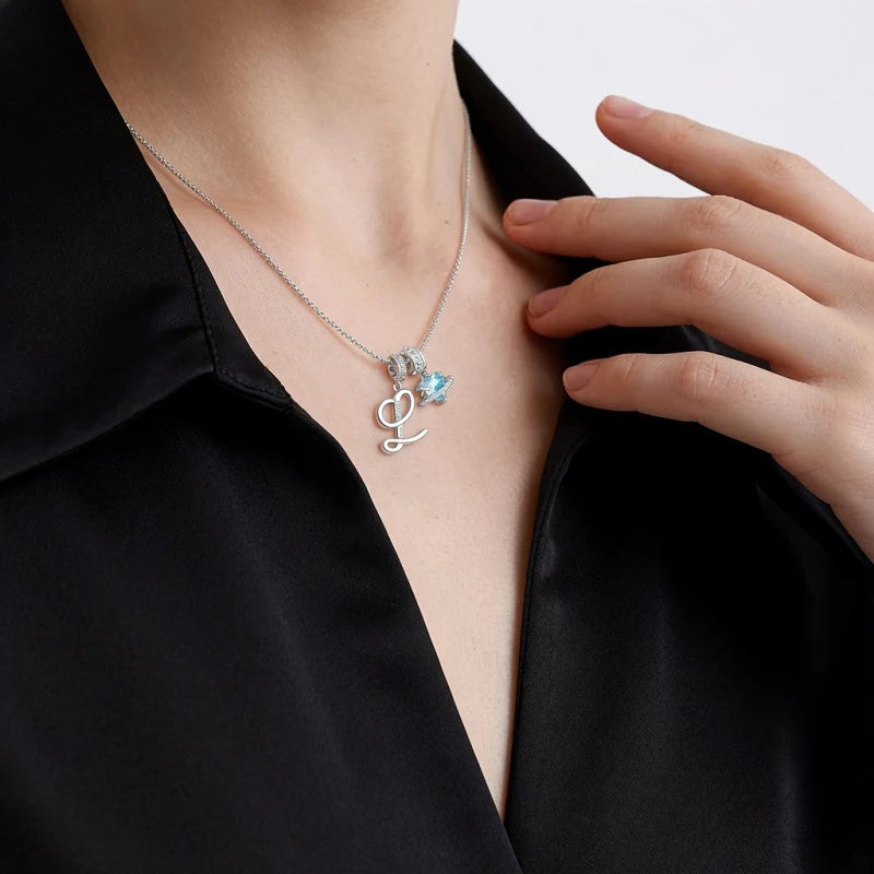 Heart Initial Necklace with Birthstone