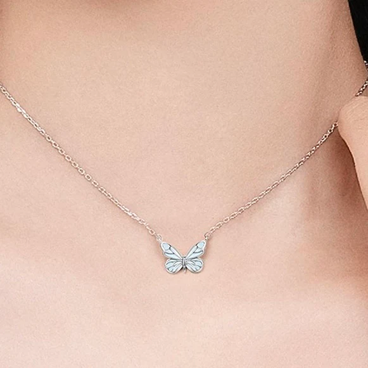 Radiant Blue Butterfly Necklace