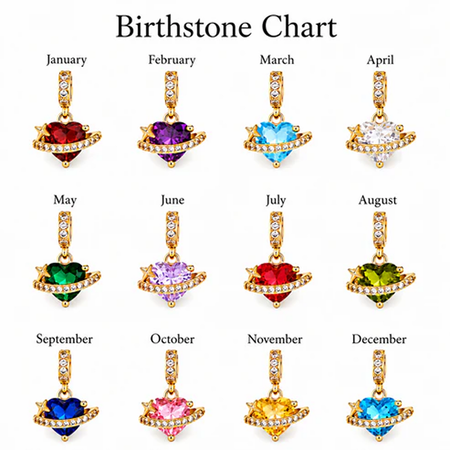 Heart Initial Necklace with Birthstone