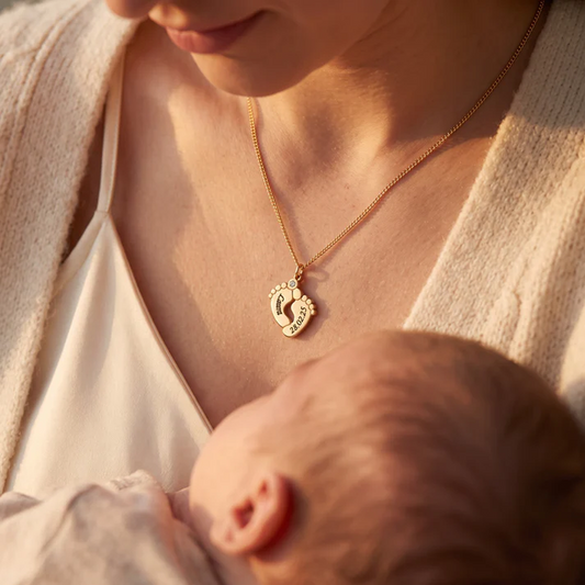 Baby Feet Necklace with Engraving