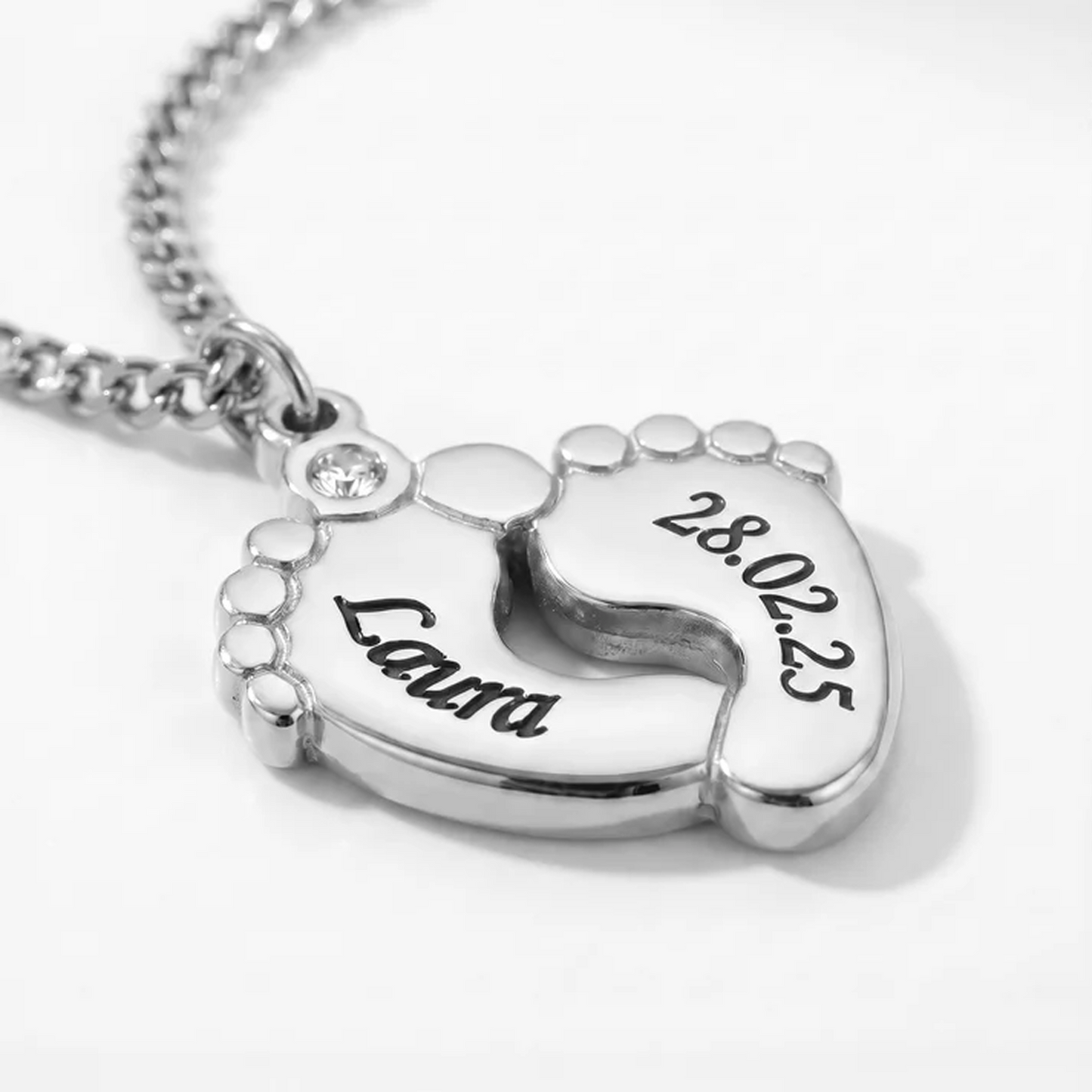 Baby Feet Necklace with Engraving
